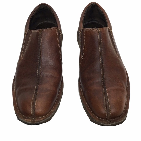 JOHNSTON & MURPHY Loafers Brown Leather Slip On Sheepskin Crepe Sole Size 12M - Picture 3 of 13